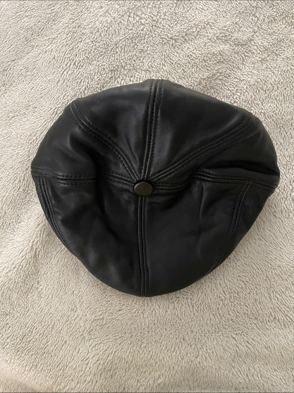 Black Leather Newsboy Cap one size